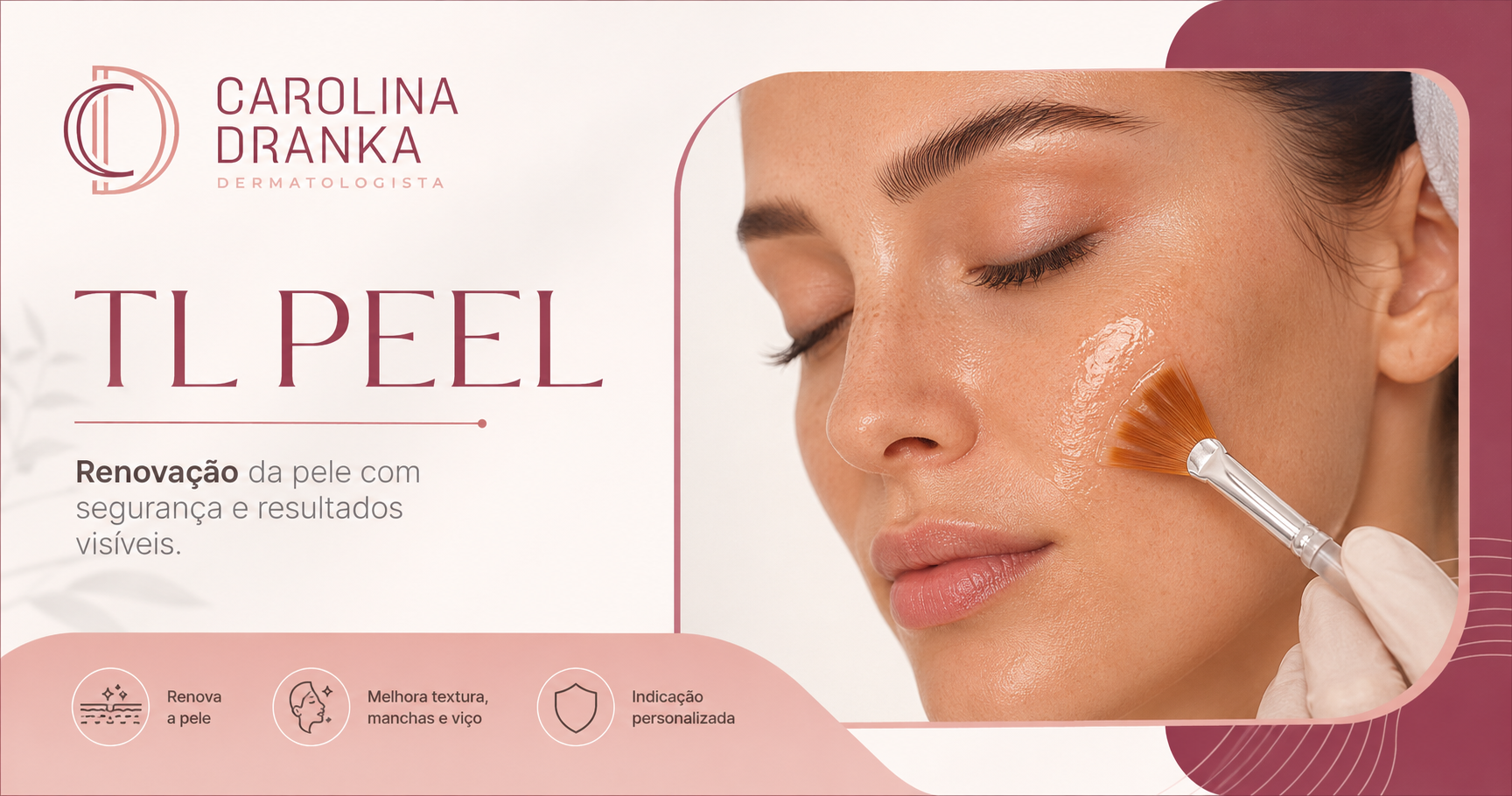 Peeling dermatológico para renovação da pele, melhora da textura, manchas e viço.